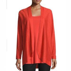 EILEEN FISHER Woman Open Front Cardigan Tencel Merino Wool Alpaca Plus Size 1X